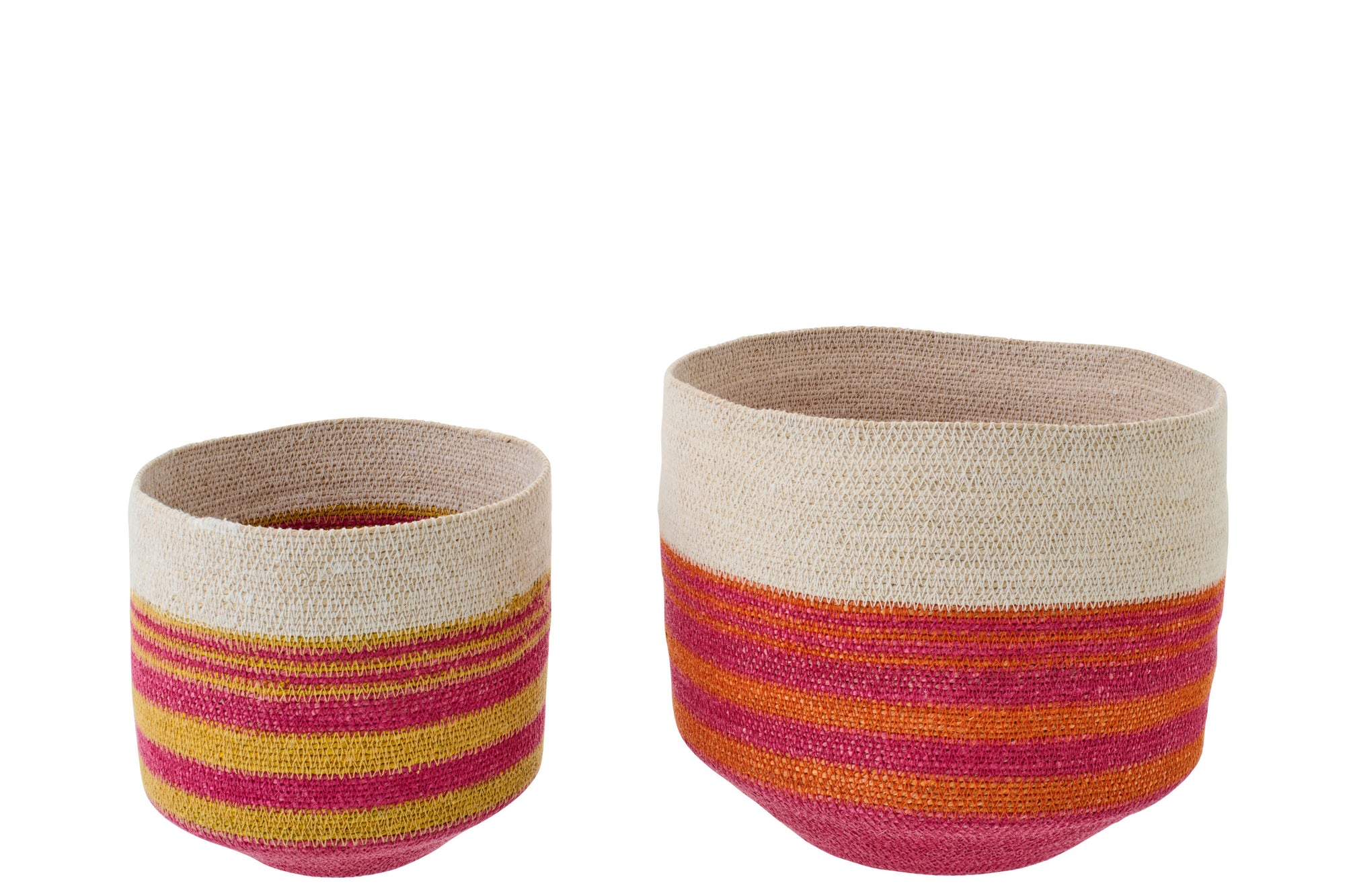 J-LINE SET OF 2 BASKET STRIPED SEAGRASS MULTI - Tuincentrum Lopik