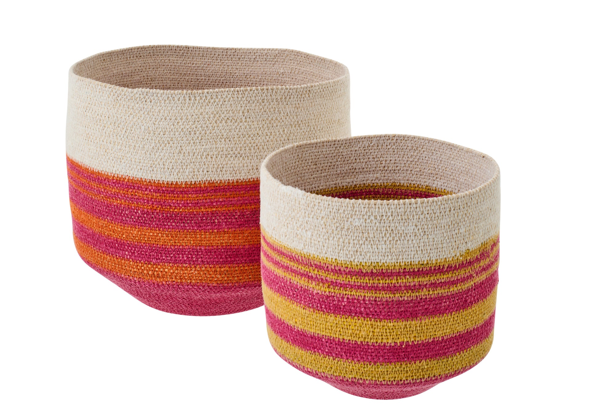 J-LINE SET OF 2 BASKET STRIPED SEAGRASS MULTI - Tuincentrum Lopik