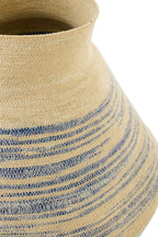 J-LINE MAND GESTREEPT ZEEGRAS NATUREL/BLAUW LARGE 56X56XH70CM - Tuincentrum Lopik