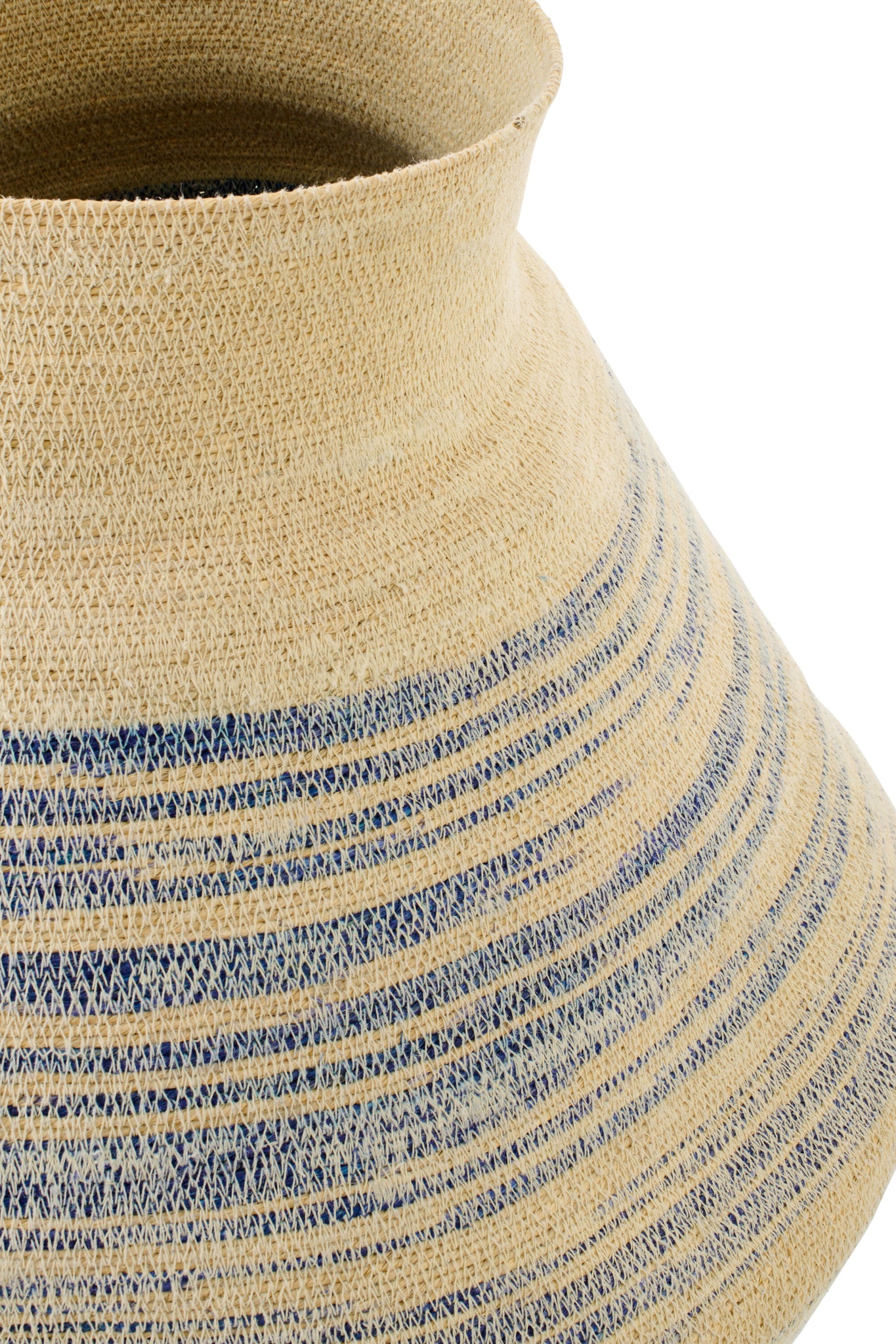 J-LINE MAND GESTREEPT ZEEGRAS NATUREL/BLAUW LARGE 56X56XH70CM - Tuincentrum Lopik