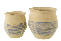 J-LINE SET OF 2 BASKET STRIPED SEAGRASS NATURAL/BLUE