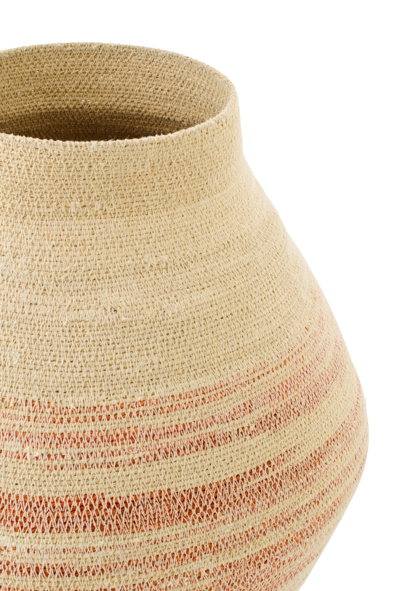 J-LINE BASKET STRIPED SEAGRASS NATURAL/DARK ORANGE - Tuincentrum Lopik