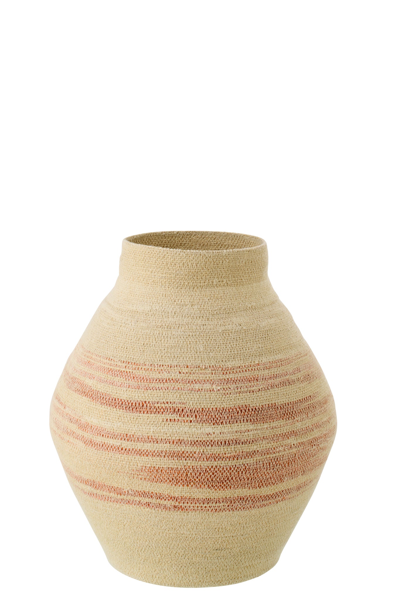 J-LINE BASKET STRIPED SEAGRASS NATURAL/DARK ORANGE - Tuincentrum Lopik