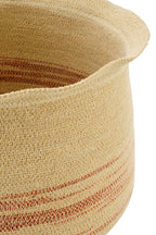 Set Of 2 Basket Striped Seagrass Natural/Dark Orange - Tuincentrum Lopik
