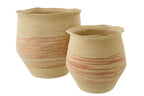 Set Of 2 Basket Striped Seagrass Natural/Dark Orange - Tuincentrum Lopik