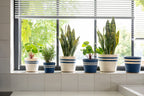 J-LINE BLOEMPOT GESTREEPT PAPIER WIT/DONKERBLAUW - EXTRA SMALL - SET VAN 2 - Tuincentrum Lopik