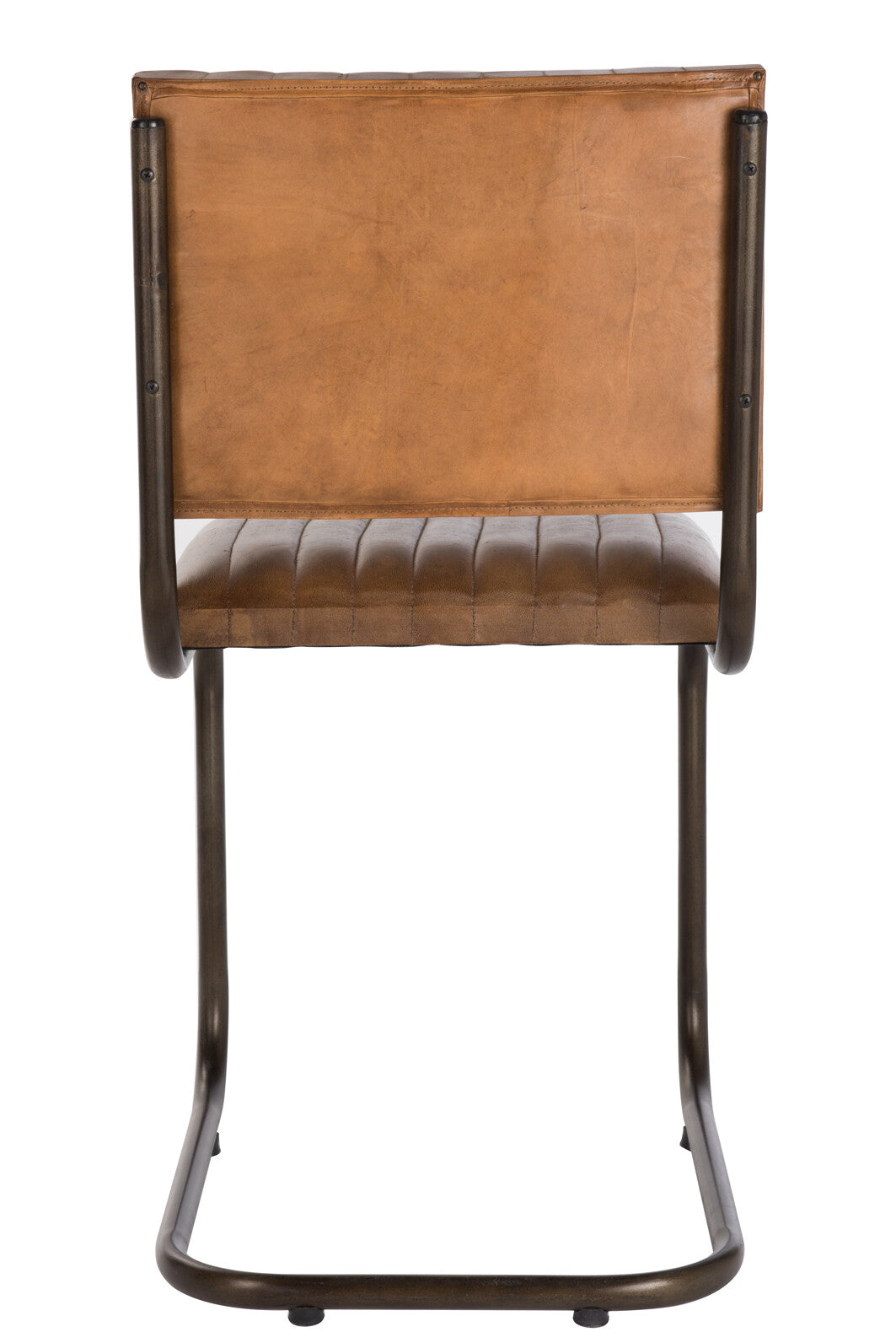 J-LINE MODERNE STOEL LEER/METAAL COGNAC - Tuincentrum Lopik