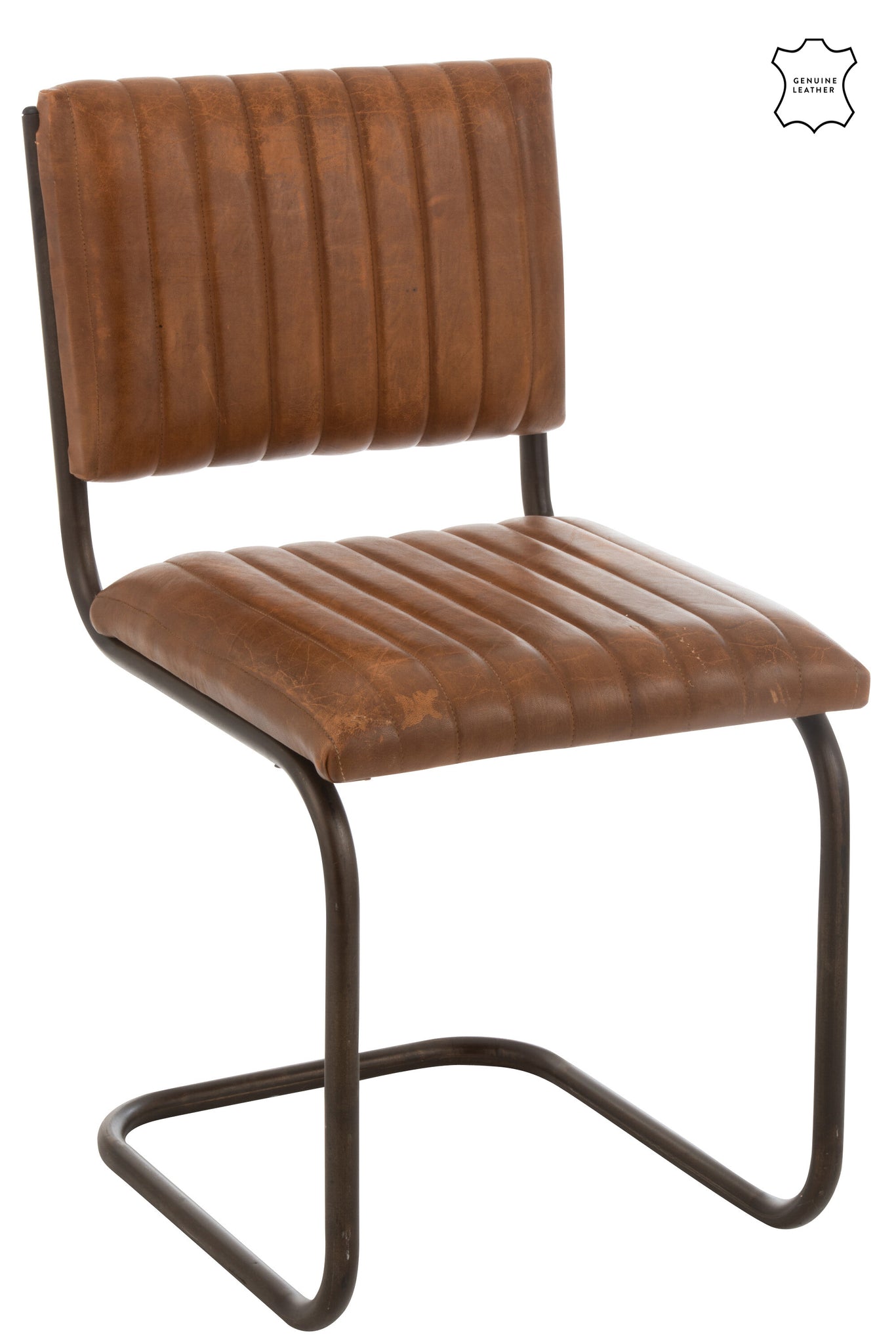 J-LINE MODERNE STOEL LEER/METAAL COGNAC - Tuincentrum Lopik