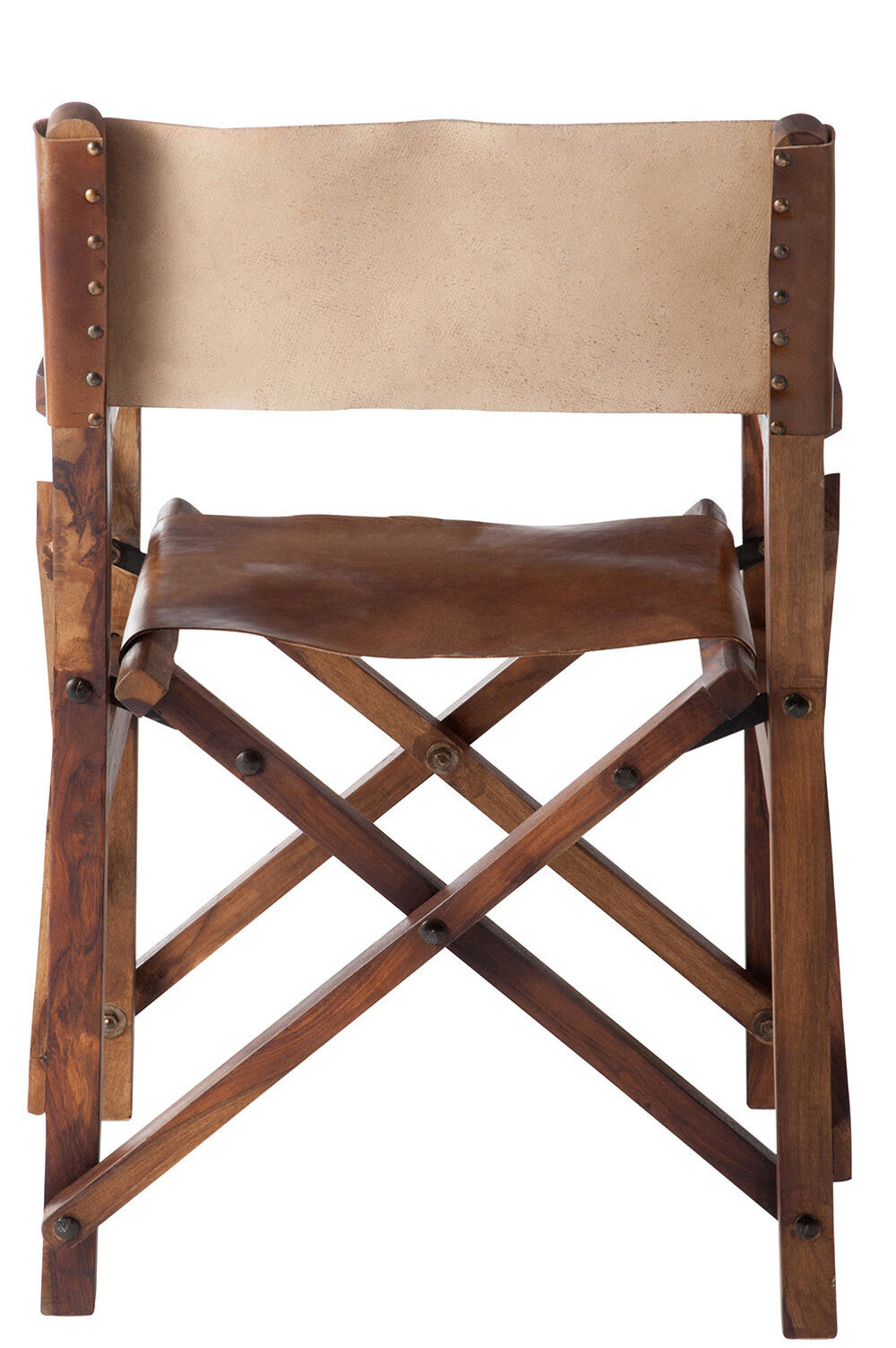 Directe stoel opvouwbaar hout/leer cognac Xx - Tuincentrum Lopik