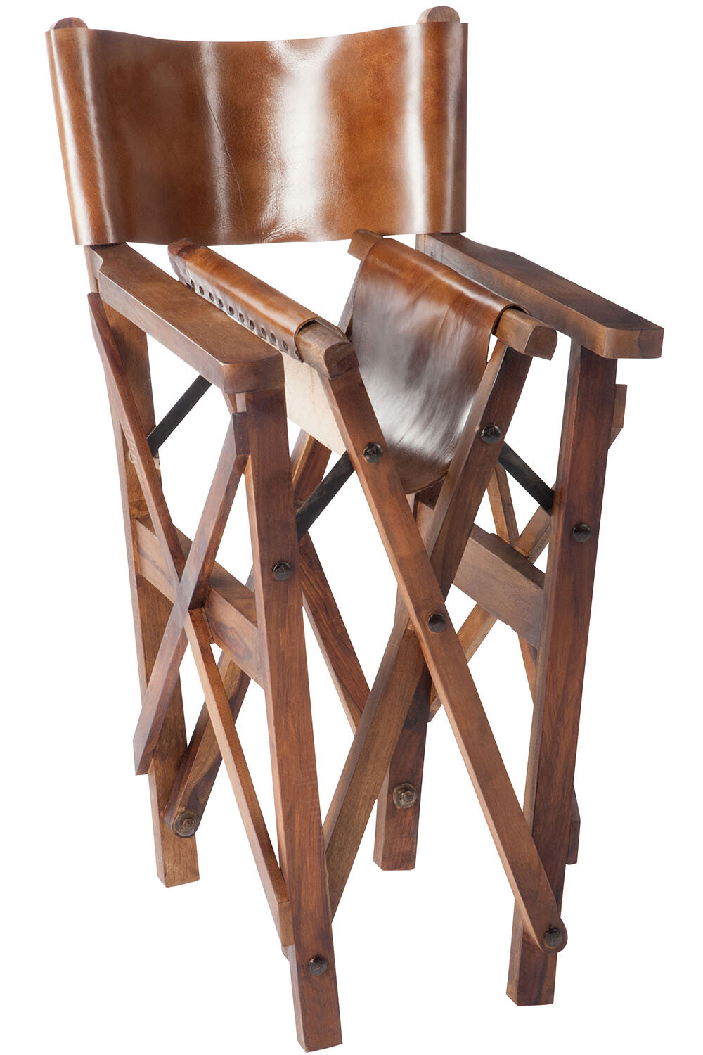 Directe stoel opvouwbaar hout/leer cognac Xx - Tuincentrum Lopik
