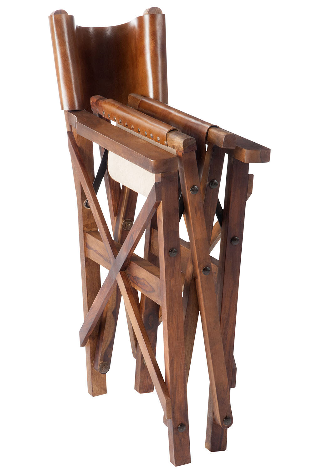 Directe stoel opvouwbaar hout/leer cognac Xx - Tuincentrum Lopik