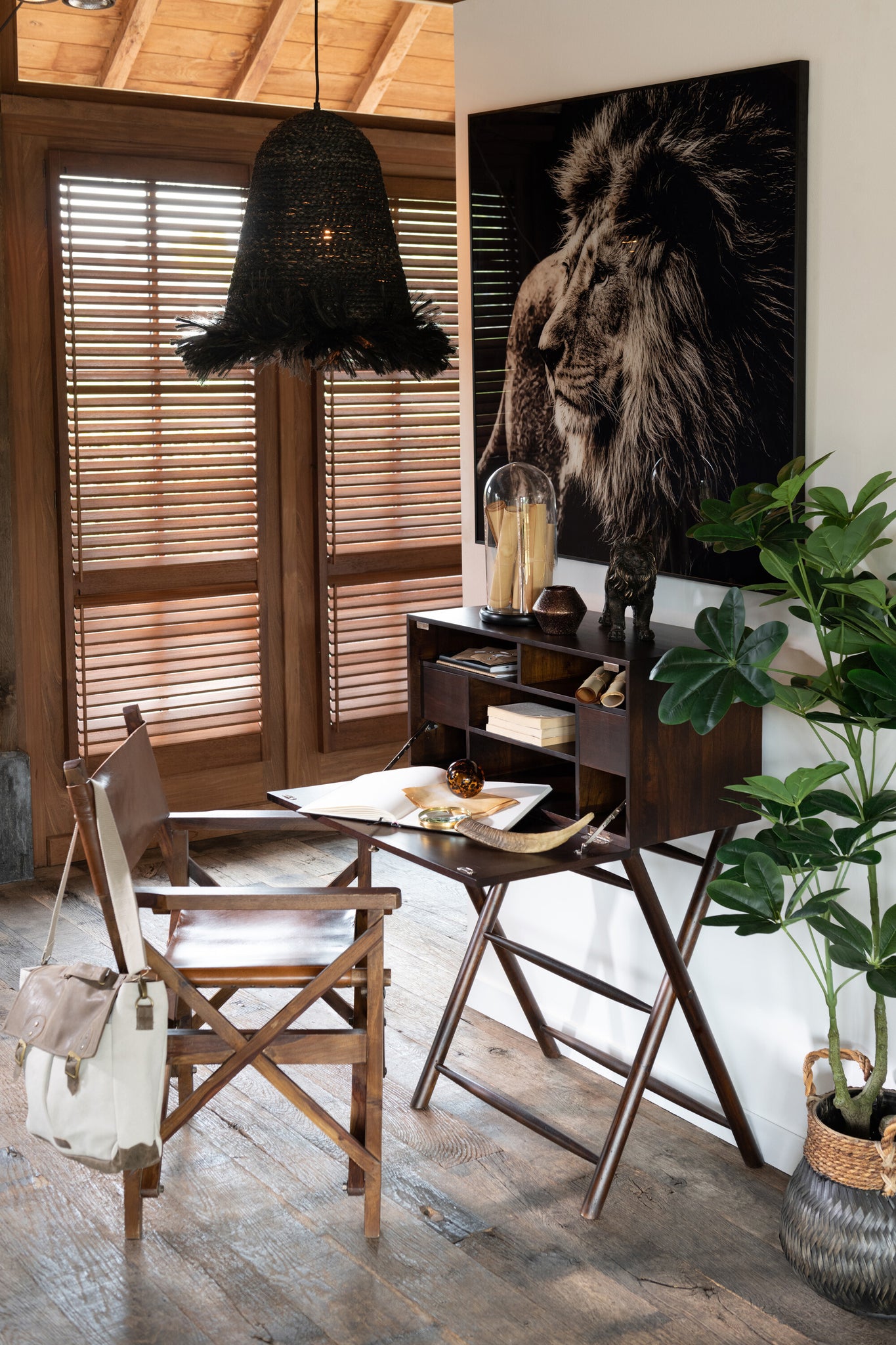 Directe stoel opvouwbaar hout/leer cognac Xx - Tuincentrum Lopik