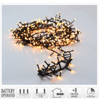 Micro Cluster 200 Led - 4M - Extra Warm Wit - Batterij - Lichtfuncties - Geheugen - Timer