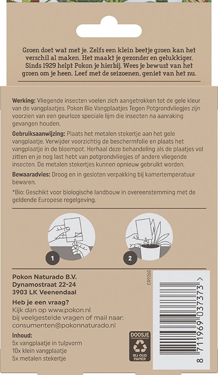  BIO VANGPLAATJES TEGEN POTGROND VLIEGJES 15 STUKS
