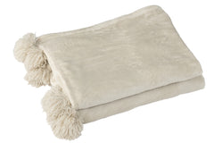 J-LINE PLAID POMPOM POLYESTER BEIGE/MINT - Tuincentrum Lopik