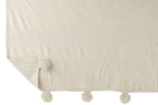 J-LINE PLAID POMPOM POLYESTER BEIGE/MINT - Tuincentrum Lopik