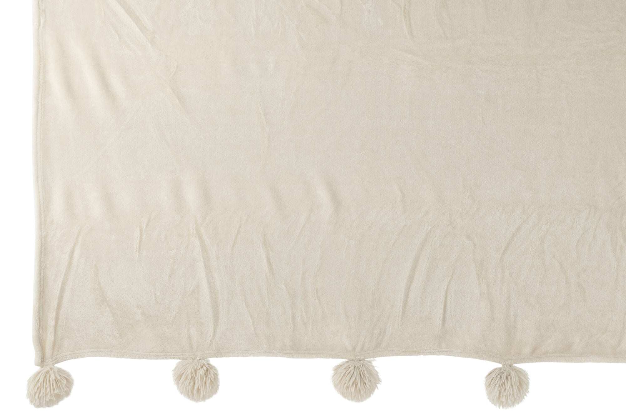 J-LINE PLAID POMPOM POLYESTER BEIGE/MINT - Tuincentrum Lopik