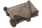 J-LINE PLAID POMPOM POLYESTER DONKER TAUPE - Tuincentrum Lopik