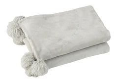 J-LINE PLAID POMPOM POLYESTER LICHTGRIJS - Tuincentrum Lopik