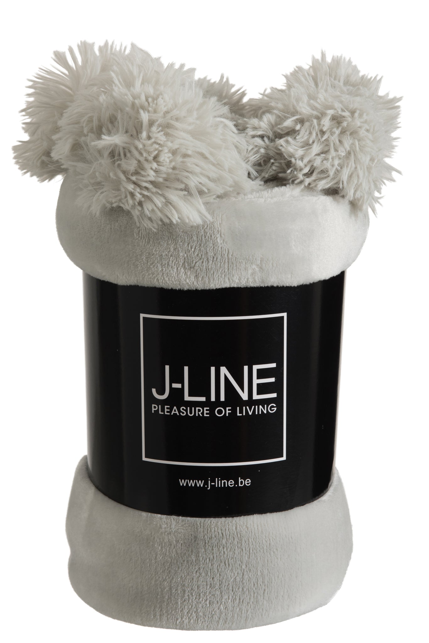 J-LINE PLAID POMPOM POLYESTER LICHTGRIJS - Tuincentrum Lopik