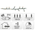 Microcluster - 1200 Led - 24M - Extra Warm Wit - Timer - Lichtfuncties - Geheugen - Buiten