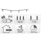 Kerstverlichting 120 Led- 9M - Rood - Timer - Lichtfuncties - Geheugen - Buiten