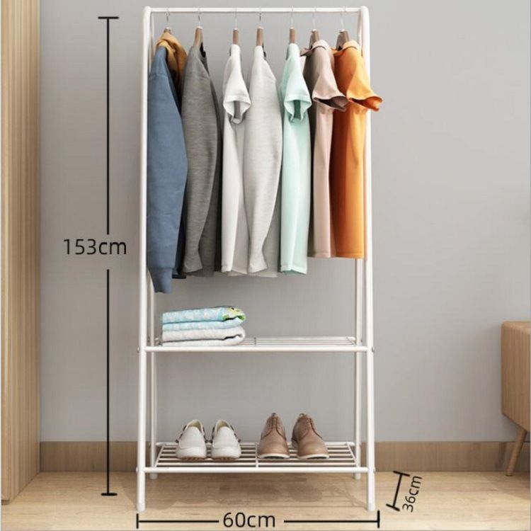 Ceruzo Kledingrek Met Schoenenrek - Metaal - Wit - 152 Cm Hoog - 60 Cm Breed