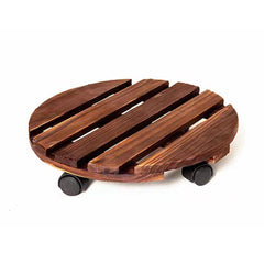 Ceruzo Plantentrolley Met Wieltjes - Rond 30 Cm - Hout