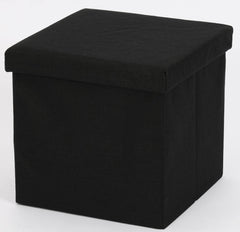 Ceruzo Poef - Zwart - 38X38X38 Cm - Opvouwbaar - Hocker Met Opbergruimte
