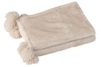 J-LINE PLAID POMPOM POLYESTER LICHT BEIGE - Tuincentrum Lopik
