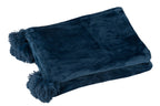 J-LINE PLAID POMPOM POLYESTER BLAU
