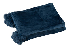 J-LINE PLAID POMPOM POLYESTER BLAU