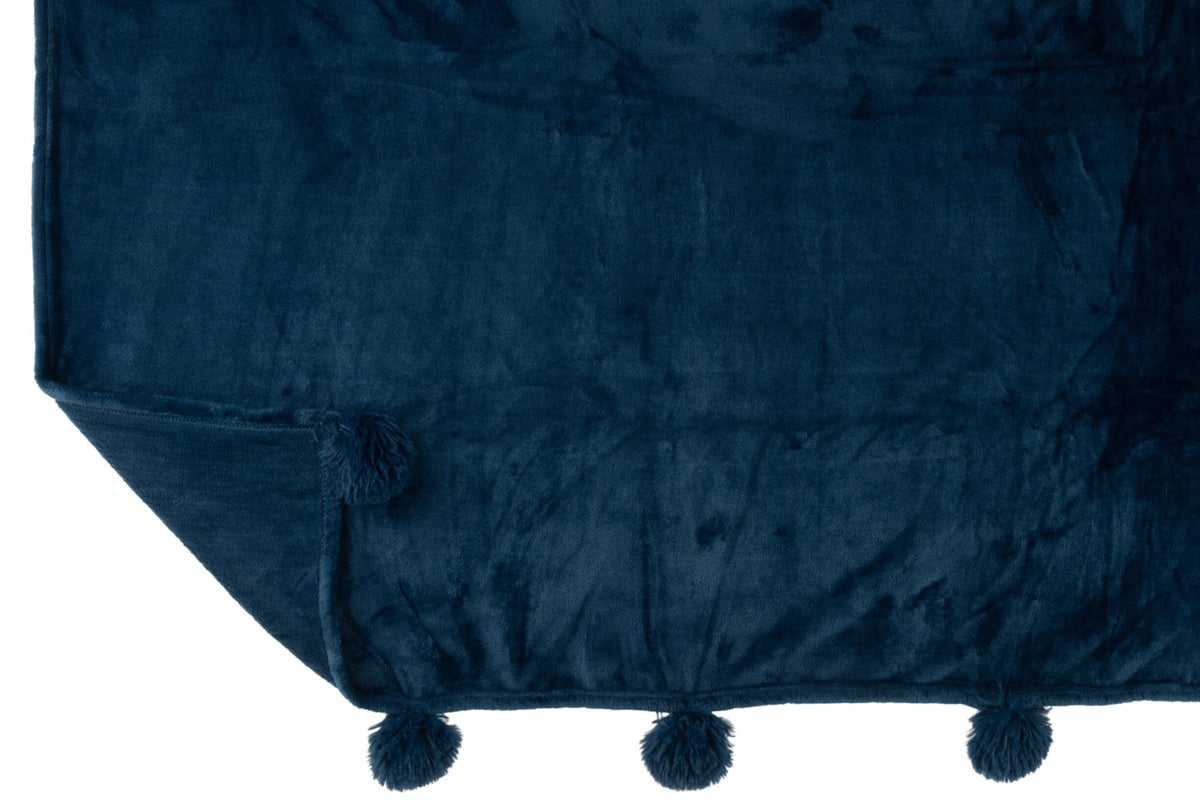 J-LINE PLAID POMPOM POLYESTER BLAU