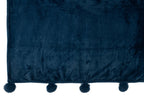 J-LINE PLAID POMPOM POLYESTER BLAU