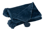 J-LINE PLAID POMPOM POLYESTER BLAU