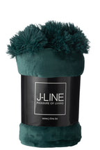 J-LINE PLAID POMPOM POLYESTER DONKERGROEN 170 X 130 CM