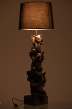 Lamp met 3 olifanten, polyresin, bruin - Tuincentrum Lopik