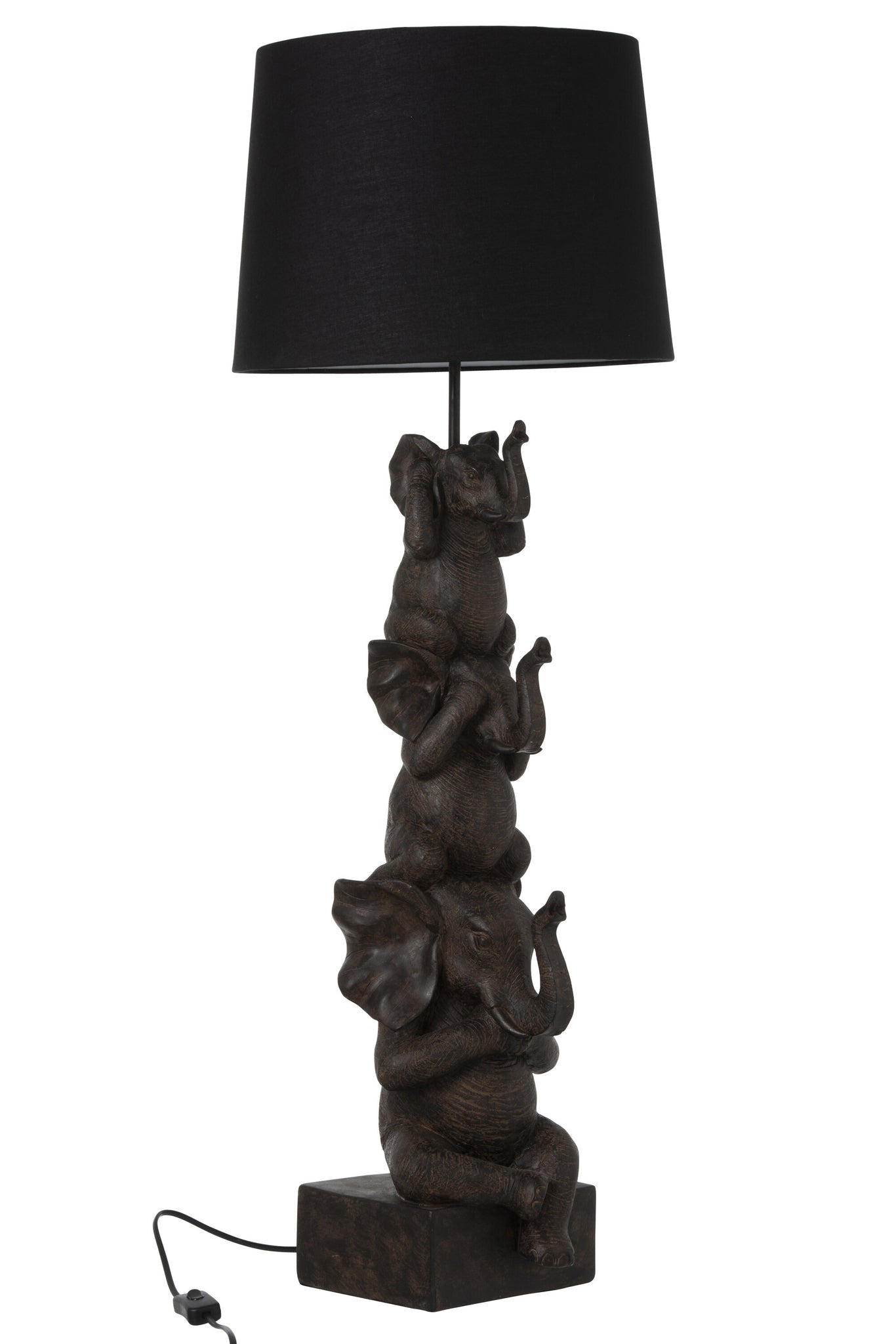 Lamp met 3 olifanten, polyresin, bruin - Tuincentrum Lopik