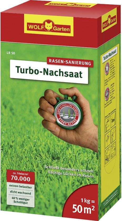 LR50 TURBO-BIJZAAIEN 1KG = 50M² GAZON HERSTEL
