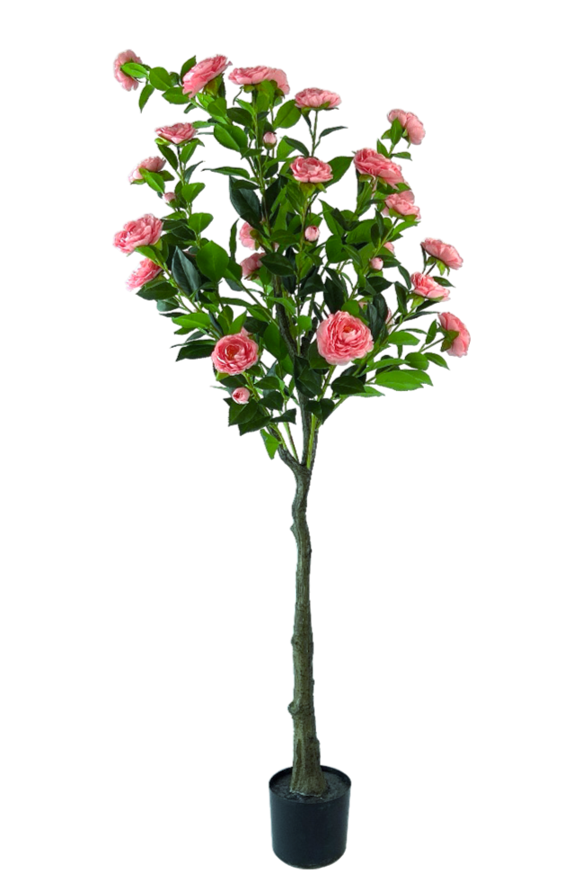 NEVERLEAF KUNSTPFLANZE KAMELIE LUXUS 160 CM ROSA/GRÜN