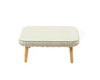 MIRA LOUNGE CORNER TABLE 80X80X40CM ALU LICHTGEEL WICKER WIT NATUREL ACACIA TEAK LOOK GLASPLAAT