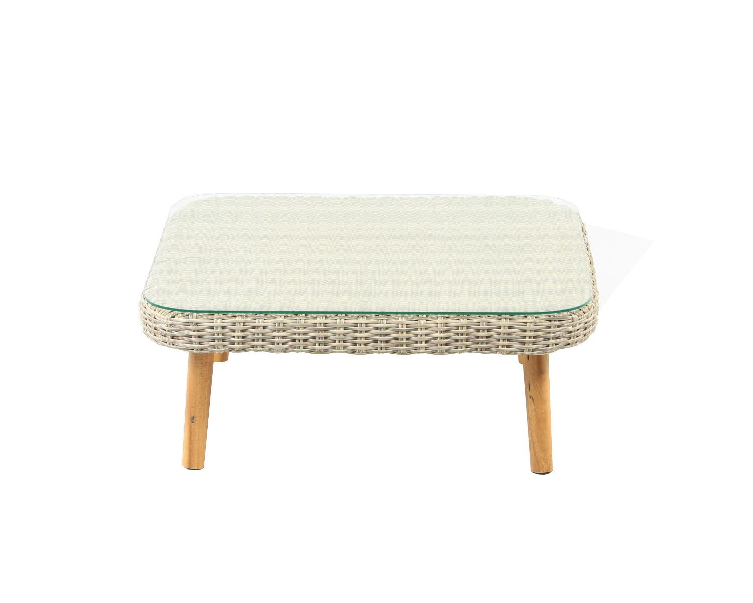 MIRA LOUNGE CORNER TABLE 80X80X40CM ALU LICHTGEEL WICKER WIT NATUREL ACACIA TEAK LOOK GLASPLAAT