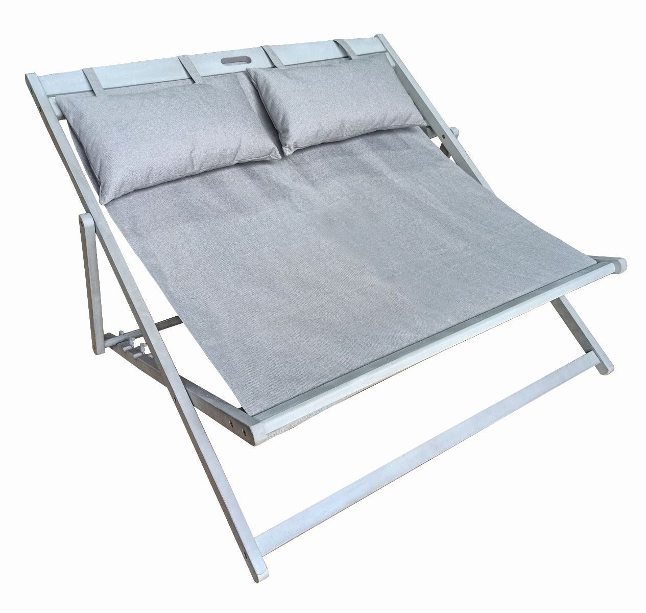 DOUBLE BEACH CHAIR DURHAM ACACIA FOSSIL GREY ANTIQUE GREY ROYAL STONE GREY KUSSEN