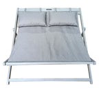 DOUBLE BEACH CHAIR DURHAM ACACIA FOSSIL GREY ANTIQUE GREY ROYAL STONE GREY KUSSEN