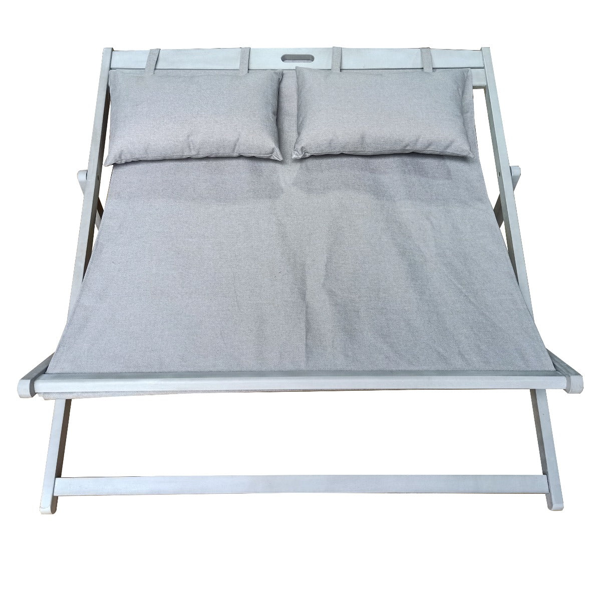 DOUBLE BEACH CHAIR DURHAM ACACIA FOSSIL GREY ANTIQUE GREY ROYAL STONE GREY KUSSEN