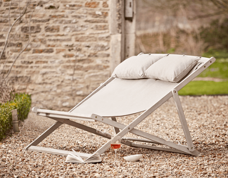 DOUBLE BEACH CHAIR DURHAM ACACIA FOSSIL GREY ANTIQUE GREY ROYAL STONE GREY KUSSEN