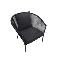 EUROFAR REIMS LOUNGE CHAIR ZWART TOUW/ALU MET KUSSEN