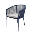 REIMS STAPELBARE DINING STOEL ALU INDIGO ROPE 4.5MM INDIGO ROYAL STONE GREY KUSSEN