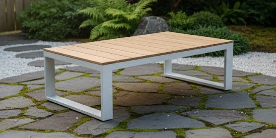 MELTON LOUNGE TABLE 110X70X37.5CM STAAL MAT WIT ACACIA LIGHT TEAK LOOK