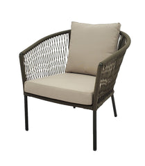RENNES LOUNGE CHAIR ALU OLIVE GREEN ROPE 4.5MM OLIVE GREEN TAUPE 240 KUSSENS